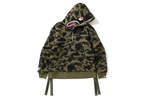 New A Bathing Ape 1st Camo Shark Sherpa Pullover Hoodie 17AW Size M